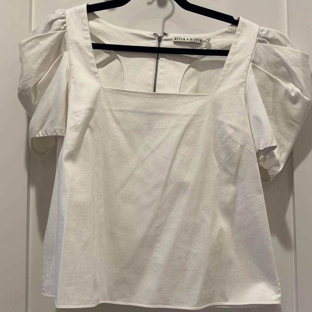 Alice + Olivia Cream Puff Sleeve Blouse
